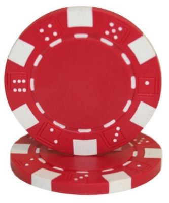 Roll of 50 red dice poker chips, 11.5 g each