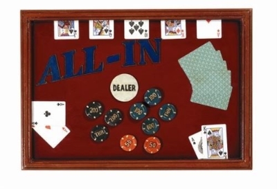 All In poker sign with playing cards and chips