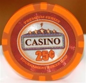 Orange CASINO poker chip 25 cents 14gr