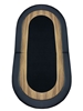Black oval poker table top, top-down view